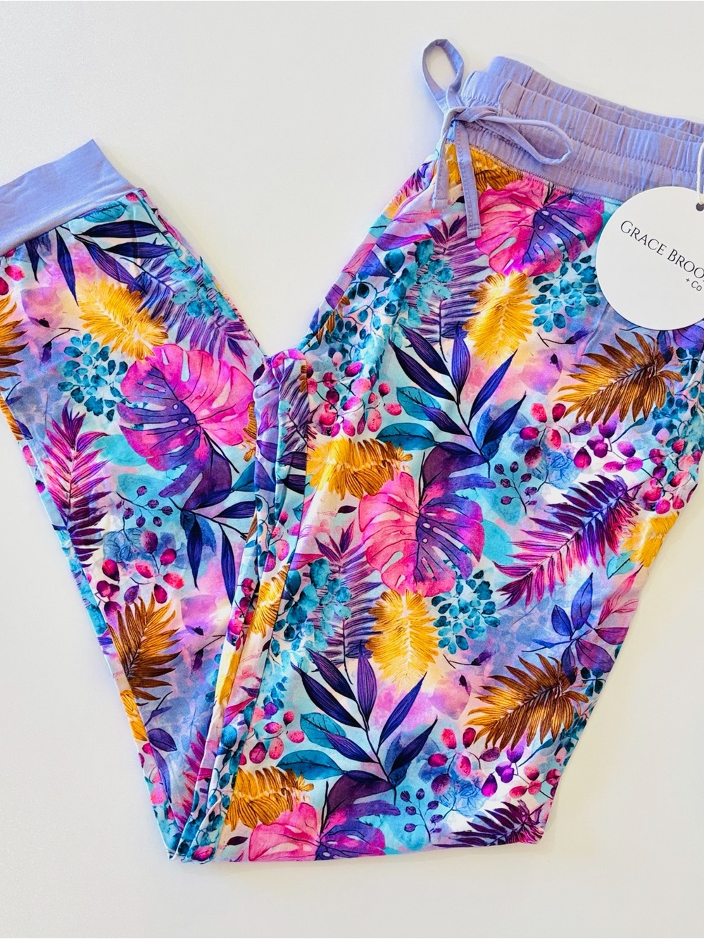 Grace Brooke Tropical Floral Bamboo Joggers - Multicolor